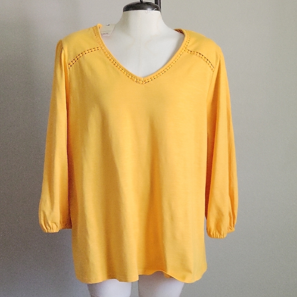 St. John's Bay Yellow Puff Sleeve Tunic